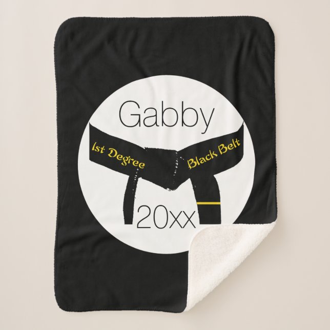 Martial Arts First Degree Black Belt Sherpa Blanket (Front)