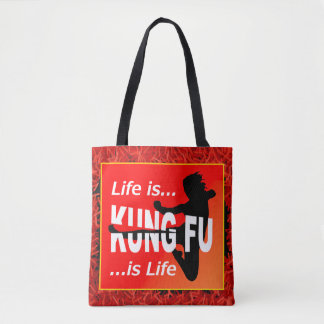 Martial Arts Flying Kick Girl | Life Is Kung Fu Tote Bag