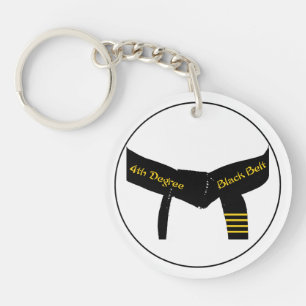 Martial Arts Fourth Degree Black Belt Photo Key Ring