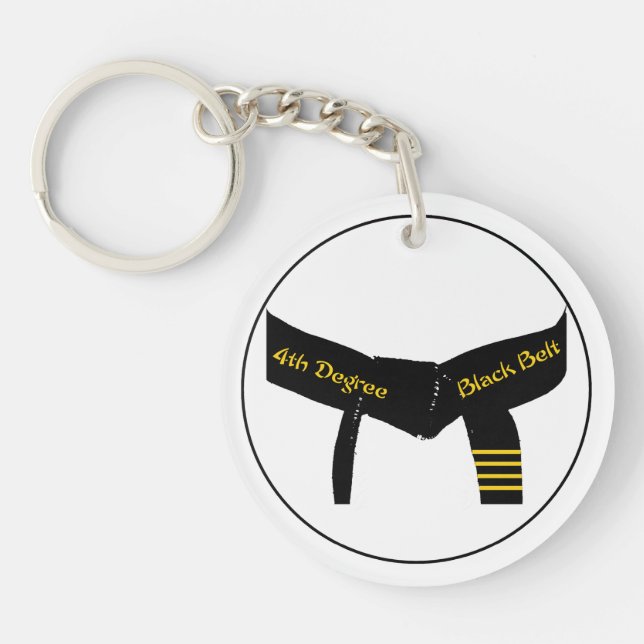Martial Arts Fourth Degree Black Belt Photo Key Ring (Front)