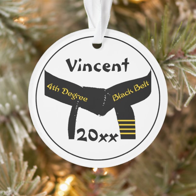 Martial Arts Fourth Degree Black Belt Rank Ornament (Tree)