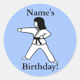 Martial Arts Girl Birthday Stickers