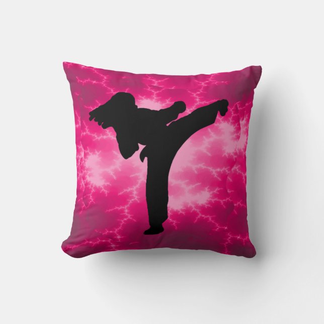 Martial Arts Girl Pink Lightning Pillow (Front)