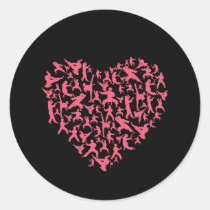 Martial Arts Girls Karate Heart Classic Round Sticker