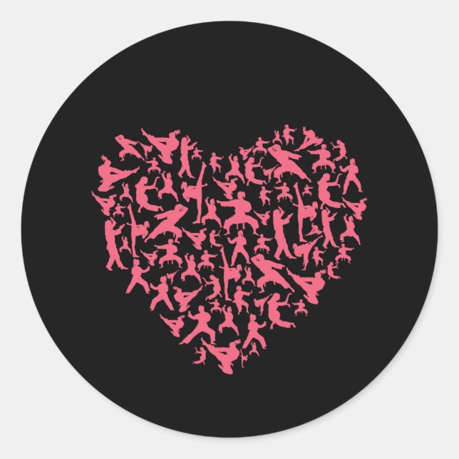 Martial Arts Girls Karate Heart Classic Round Sticker (Front)