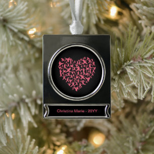 Martial Arts Girls Karate Heart Silver Plated Banner Ornament