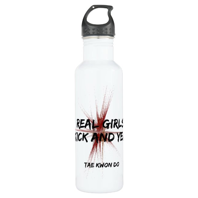 Martial Arts Girls Kick and Yell 710 Ml Water Bottle (Front)