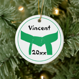 Martial Arts Green Belt Rank Ceramic Tree Decoration