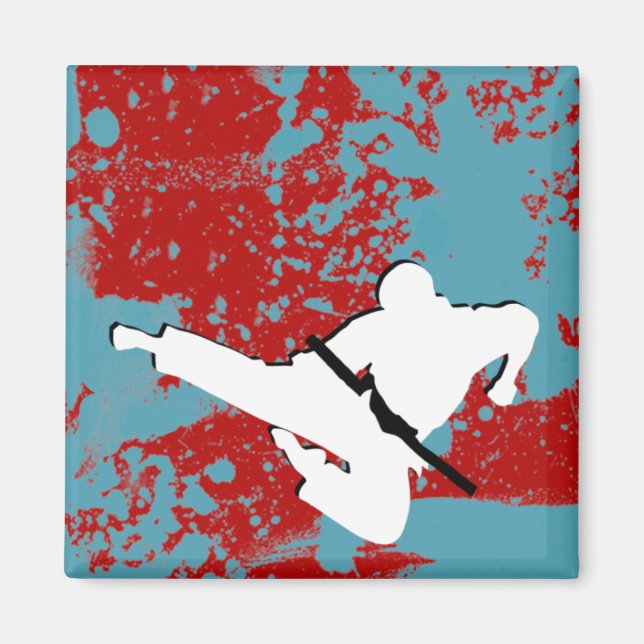 martial arts : grunge silhouettes : magnet (Front)