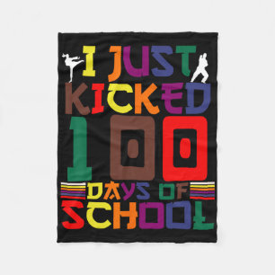 Martial Arts I Just Kicked 100 Days Of School Kara Fleece Blanket