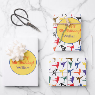 Martial Arts Japan Karate Fun Boy Kids Birthday Wrapping Paper Sheet
