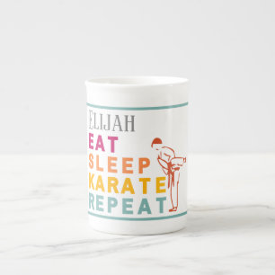 Martial Arts Japan Karate kick Silhouette Bone China Mug