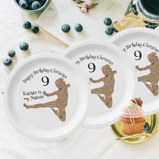 Martial Arts Japan Silhouette Karate Boy Birthday Paper Plate (Creator Uploaded)