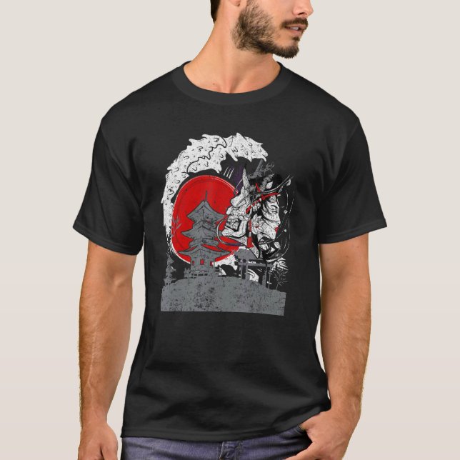 Martial Arts Japanese Tengu Samurai With Geisha Ja T-Shirt (Front)