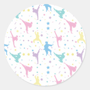 Martial Arts Karate Abstract Stars Sparkles Classic Round Sticker