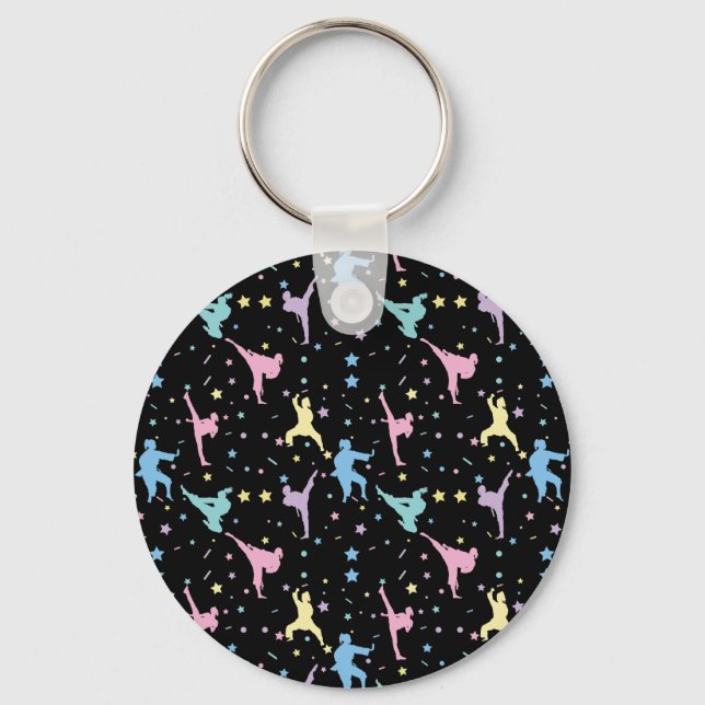 Martial Arts Karate Abstract Stars Sparkles Key Ring (Front)