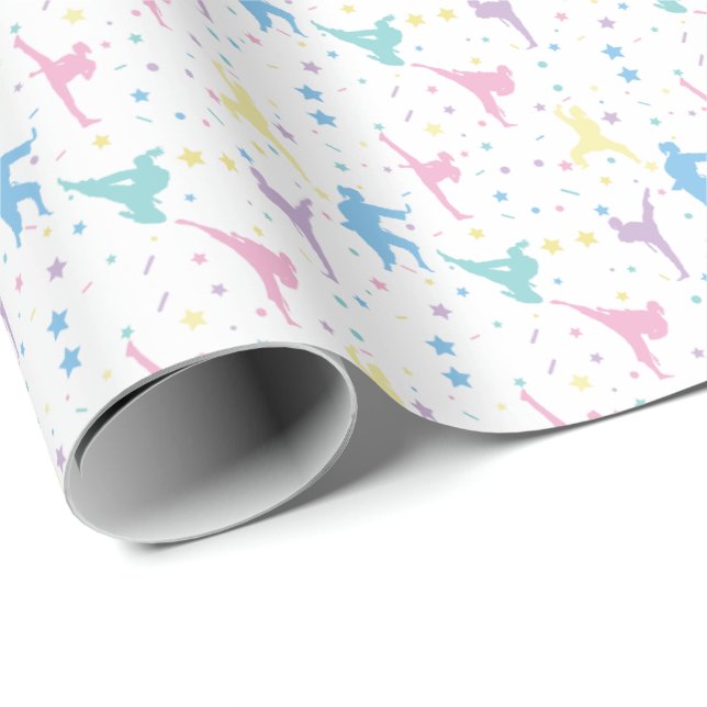 Martial Arts Karate Abstract Stars Sparkles Wrapping Paper (Roll Corner)