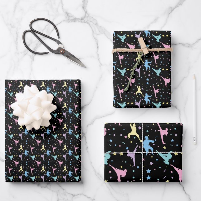 Martial Arts Karate Abstract Stars Sparkles Wrapping Paper Sheet (Front)
