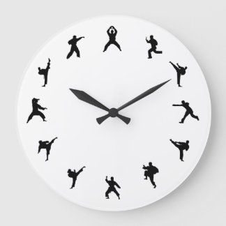 Martial Arts Karate (Black, White) Large Clock