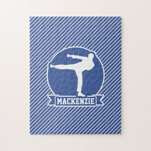 Martial Arts, Karate, Blue & White Stripes Jigsaw Puzzle