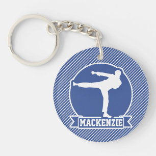 Martial Arts, Karate, Blue & White Stripes Key Ring
