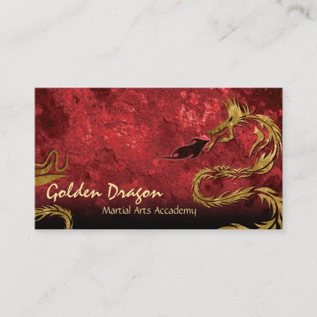 Martial Arts Karate Business Card Golden Dragon (Front)