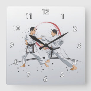 Martial Arts Karate Combat Fighting or Sparring Square Wall Clock