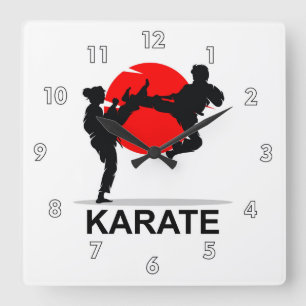 Martial Arts Karate Combat Fighting or Sparring Square Wall Clock