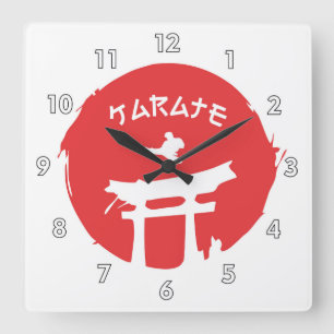 Martial Arts Karate Combat Fighting Square Wall Clock
