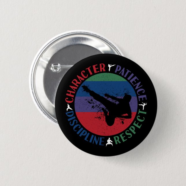 Martial Arts - Karate Core Values 6 Cm Round Badge (Front & Back)