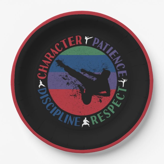 Martial Arts - Karate Core Values Paper Plate (Front)