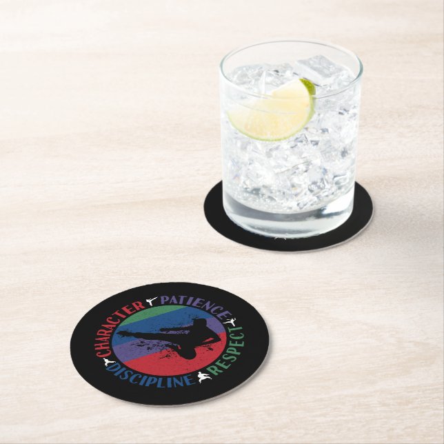 Martial Arts - Karate Core Values Round Paper Coaster (Insitu)