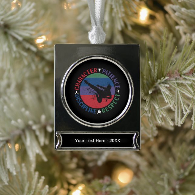 Martial Arts - Karate Core Values Silver Plated Banner Ornament (Tree)