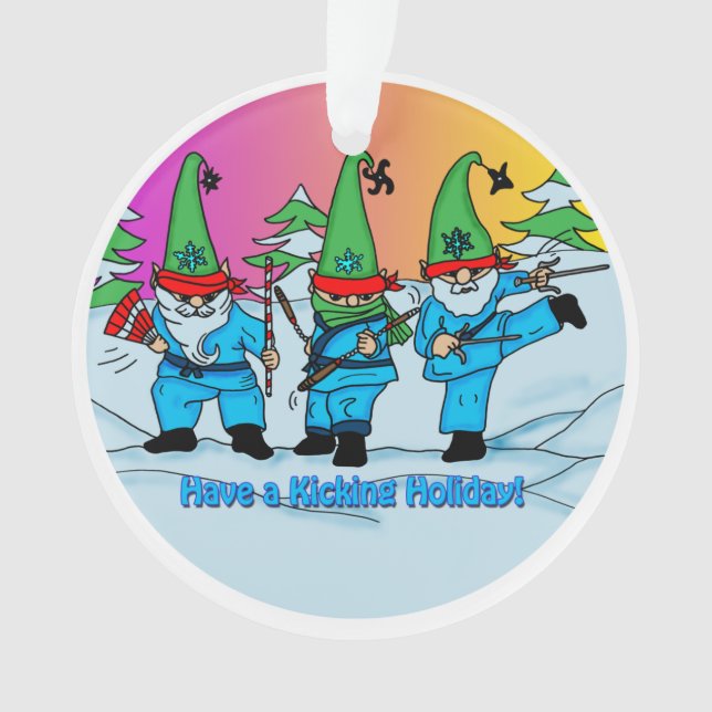 Martial Arts Karate Elves Ornament (Front)