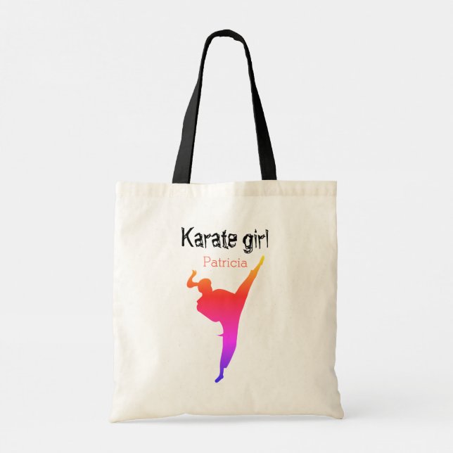 Martial Arts Karate Girl Silhouette Cute Modern Tote Bag (Back)