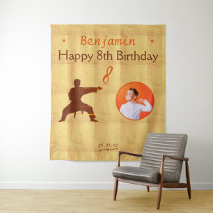 Martial Arts Karate Kids Birthday Party Backdrop Tapestry