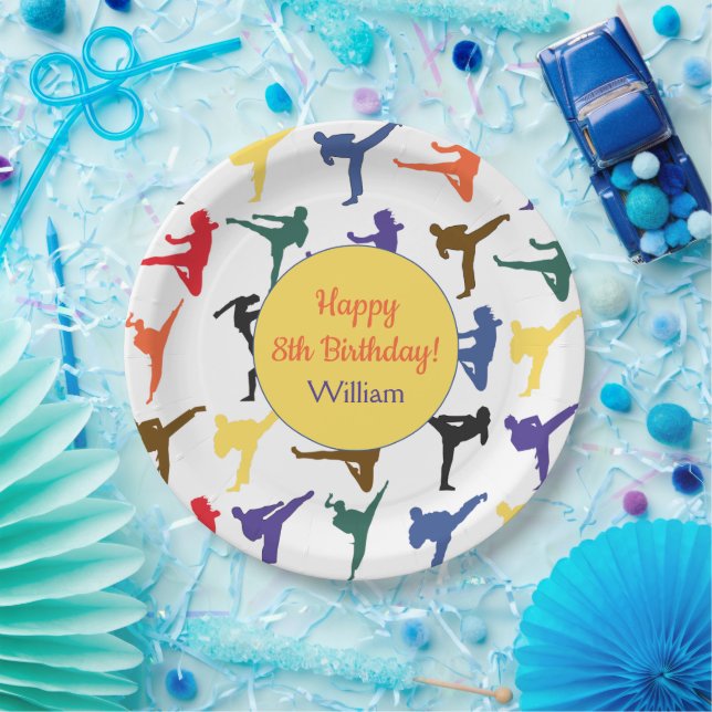 Martial Arts Karate Kids Boys Party Happy Birthday Paper Plate (Party)