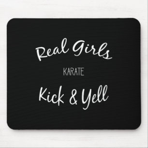 Martial Arts Karate Real Girls Kick And Yell Mouse Mat