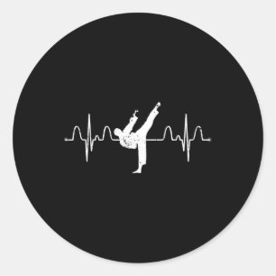 Martial Arts Karateist Heartbeat Comt Sport Athlet Classic Round Sticker