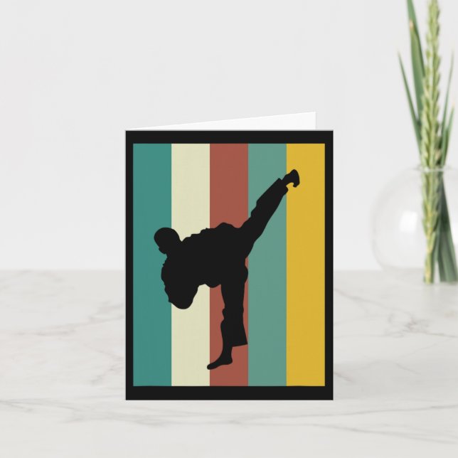Martial Arts Kickboxing Karate Taekwondo Retro Des Card (Front)