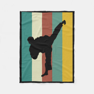 Martial Arts Kickboxing Karate Taekwondo Retro Des Fleece Blanket