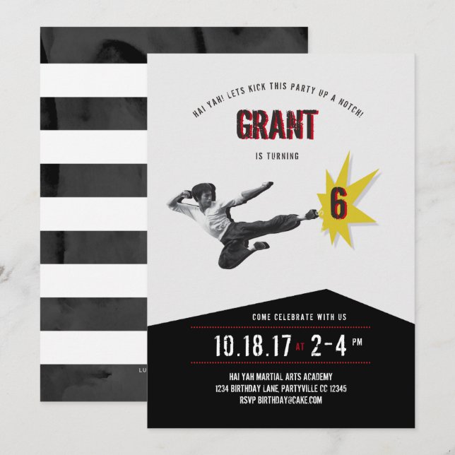 Martial Arts Kung Fu Karate  Birthday Invitation (Front/Back)