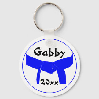 Martial Arts Light Blue Belt Key Ring
