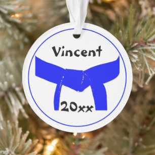 Martial Arts Light Blue Belt Rank Ornament