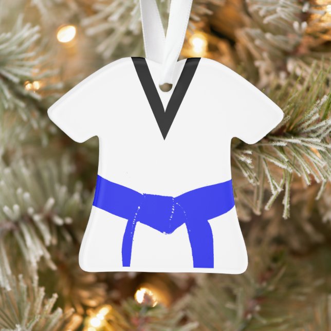Martial Arts Light Blue Belt Uniform Ornament (Tree)