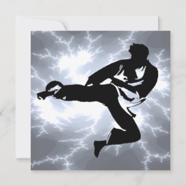 Martial Arts Lightning Male Invitation in Silver (Front)