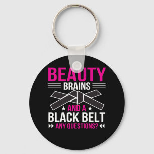 Martial Arts Lover Beauty Brains Black Belt Key Ring