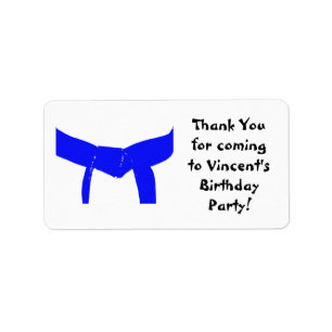 Martial Arts Lt Blue Belt Birthday Party Favour Ta Label