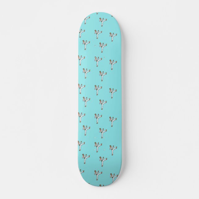 martial arts master on blue skateboard (Front)