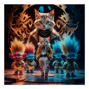 Martial Arts Meets Street Style – Cartoon Kitten  Poster